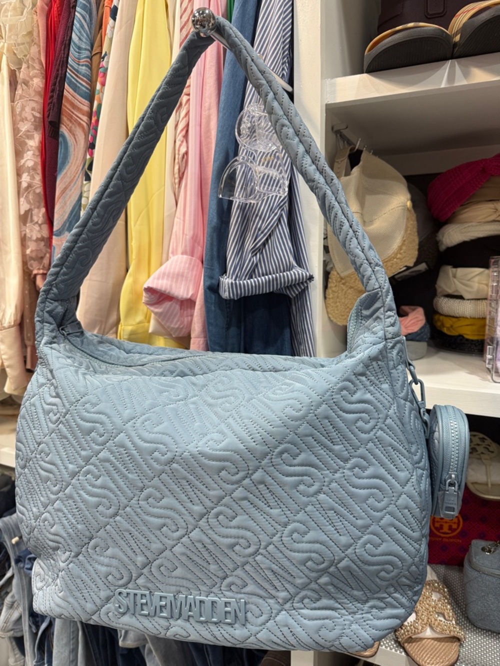 Steve Madden Powder Blue Quilted Shoulder Bag